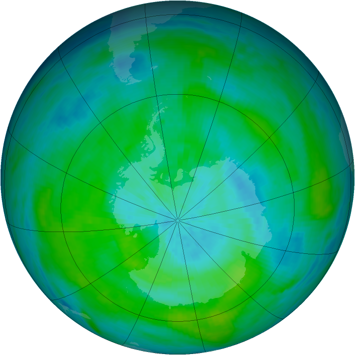 Antarctic ozone map for 10 March 1983
